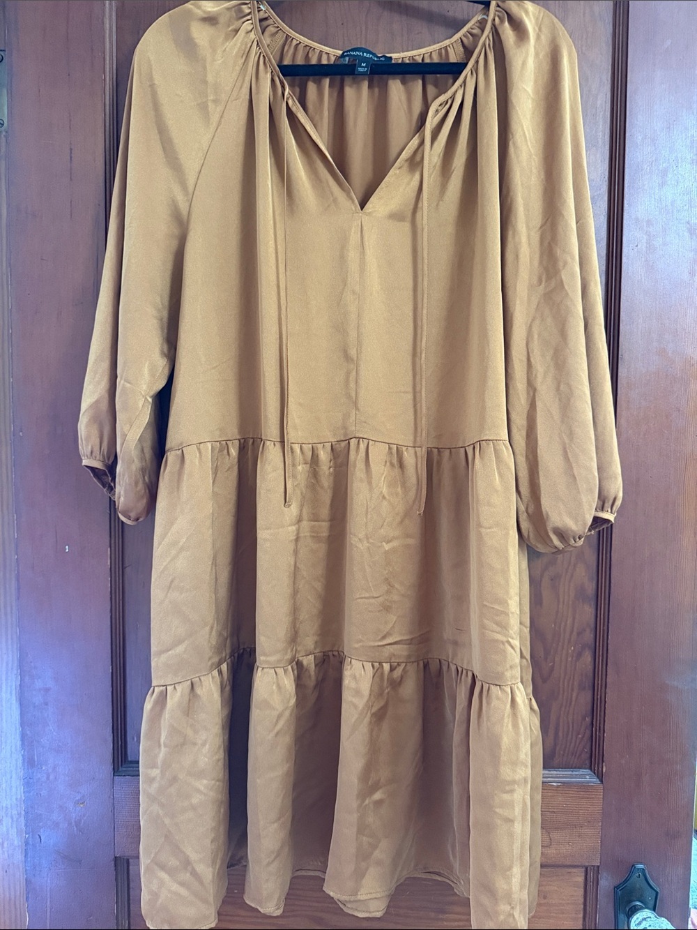 Banana Republic Bronze Tiered V-Neck Dress Size Medium